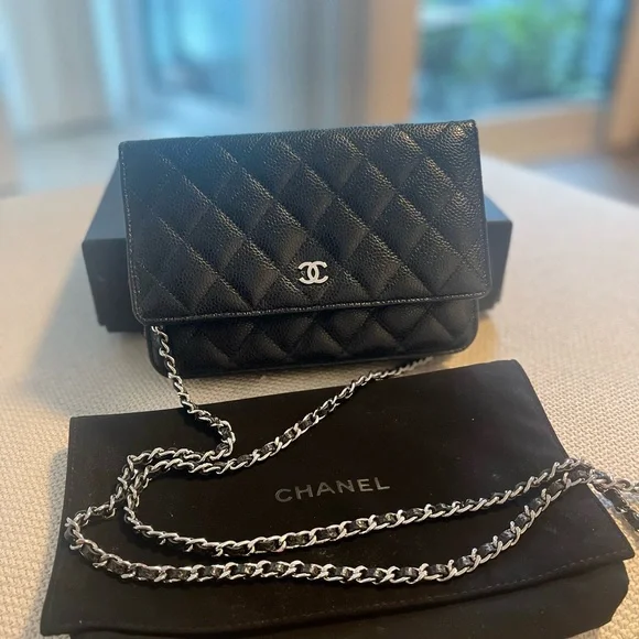 Leather Chanel Wallet On Chain Silver Hardware Chanel Wallet On